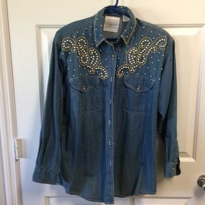 Super Cute Denim Shirt with Bling
